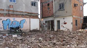 demolished houses and rubble
