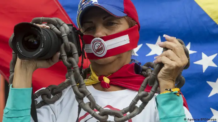 Protest for press freedom in Caracas, Venezuela