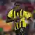 Jamie Bynoe-Gittens celebrates a goal for Borussia Dortmund