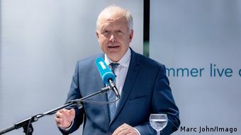 Interim chairman of the German public broadcasting media (ARD) and Director-General of Westdeutscher Rundfunk (WDR) Tom Buhrom giving a speech to an audience