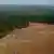 Aerial view of deforested area of Amazon rainforest
