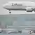 Lufthansa Boeing 747-8 plane landing at Frankfurt airport