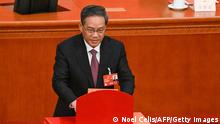 中國總理李強首度以總理身份出席博鰲亞洲論壇開幕式，圖為今年3月10日，他在中國兩會期間發言