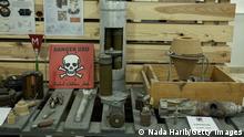 A set of ammunition, landmines and unexploded ordnance, are displayed at at a demining groups headquarters in Tripoli, Libya. .