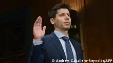 Samuel Altman, CEO of OpenAI, is sworn in during a Senate Judiciary Subcommittee on Privacy, Technology, and the Law oversight hearing to examine artificial intelligence, on Capitol Hill in Washington, DC, on May 16, 2023. (Photo by ANDREW CABALLERO-REYNOLDS / AFP)