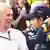 Helmut Marko talks to Sergio Perez in Italy