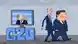 Карикатура - карикатурный президент России Владимир Путин на экране телевизора, стоящего на подставке в виде надписи "G20", смотрит вслед карикатурным президенту США Джо Байдену и председателю КНР Си Цзиньпину, которые проходят мимо.